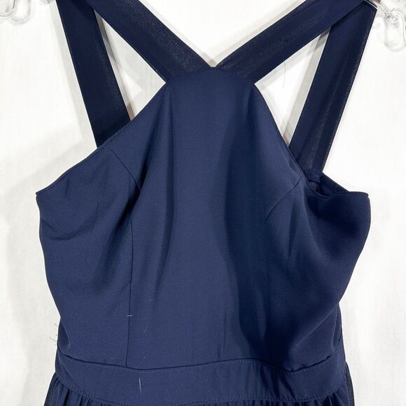 Lulus Small Dress Navy Blue Maxi Floor Length Sleeveless Chiffon Zip Lined‎ 184 - Picture 4 of 8